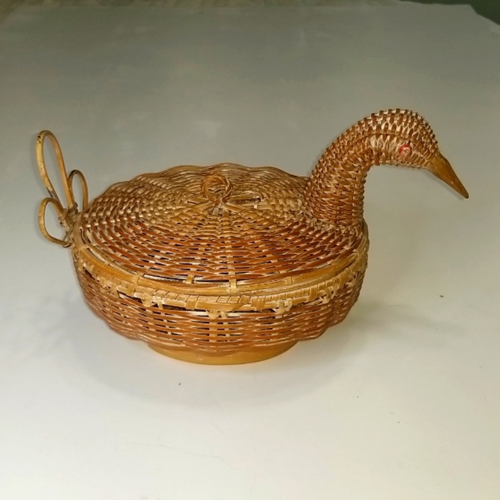Vintage wicker duck basket